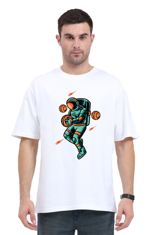 Galactic Hoops: Astronaut Basketball Unisex Oversized Standard T-Shirt