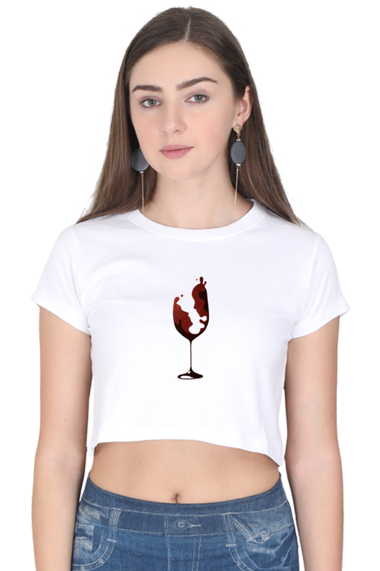 Couple Wine Glasses Women's Crop Top