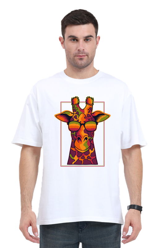 Vibrant Giraffe Aura Graphic Unisex Oversized Standard T-Shirt