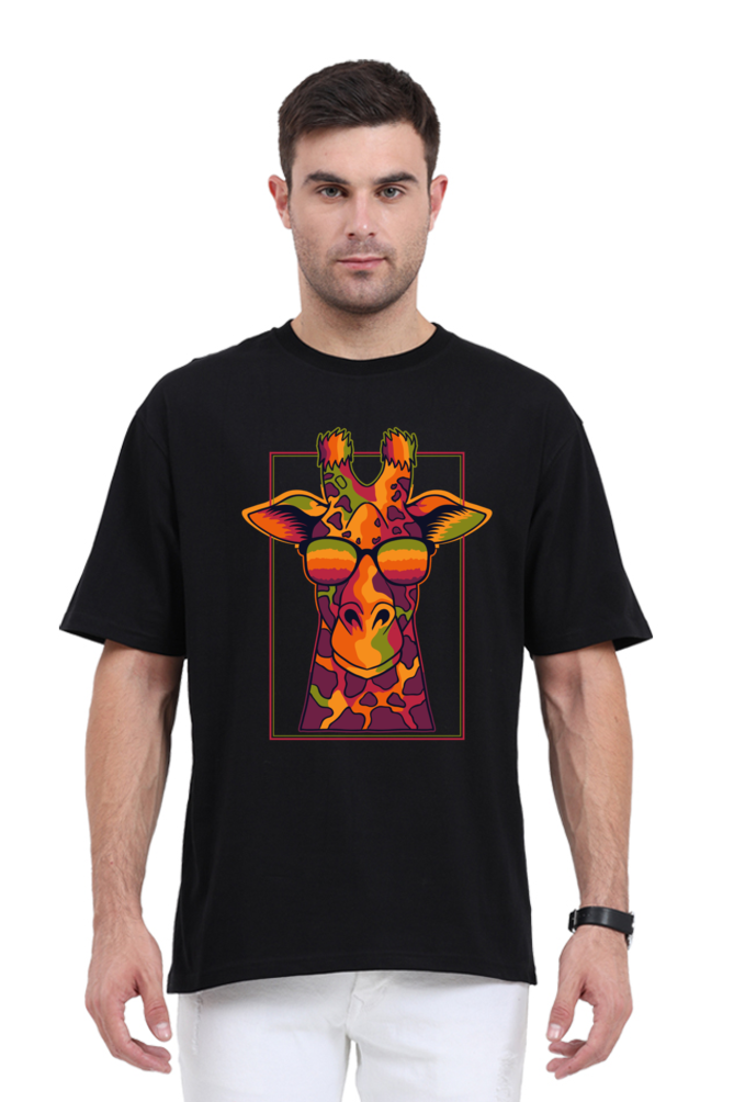 Vibrant Giraffe Aura Graphic Unisex Oversized Standard T-Shirt