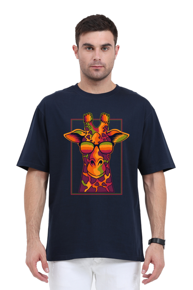 Vibrant Giraffe Aura Graphic Unisex Oversized Standard T-Shirt