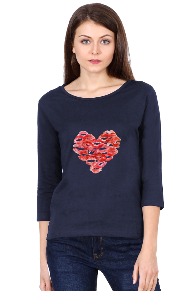 Kisses Heart Women’s 3/4th Sleeve T-Shirt