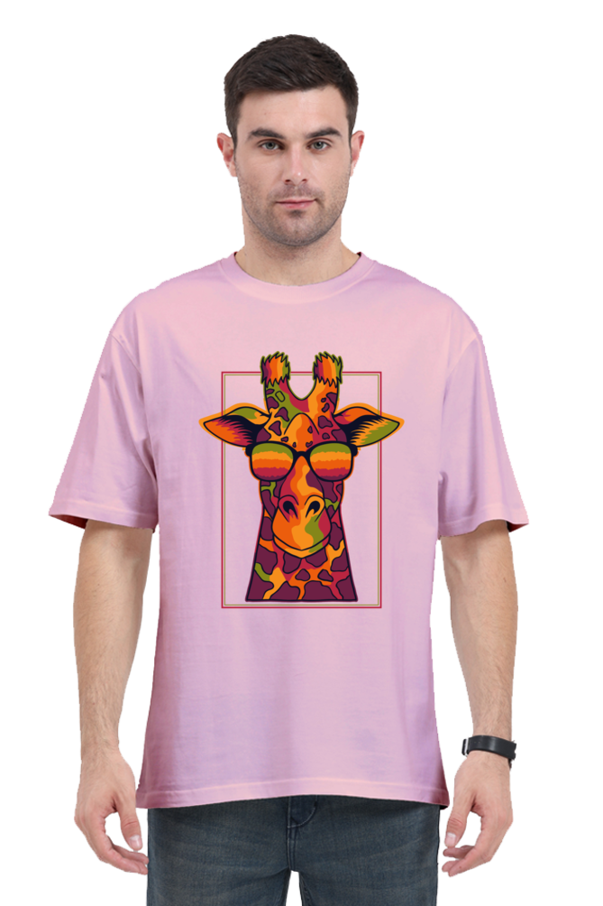 Vibrant Giraffe Aura Graphic Unisex Oversized Standard T-Shirt