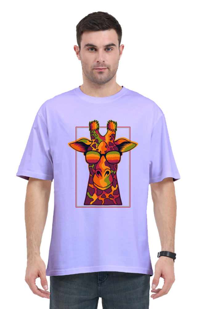 Vibrant Giraffe Aura Graphic Unisex Oversized Standard T-Shirt