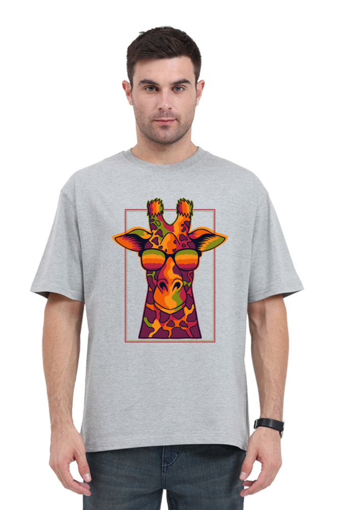 Vibrant Giraffe Aura Graphic Unisex Oversized Standard T-Shirt