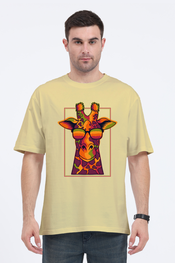 Vibrant Giraffe Aura Graphic Unisex Oversized Standard T-Shirt